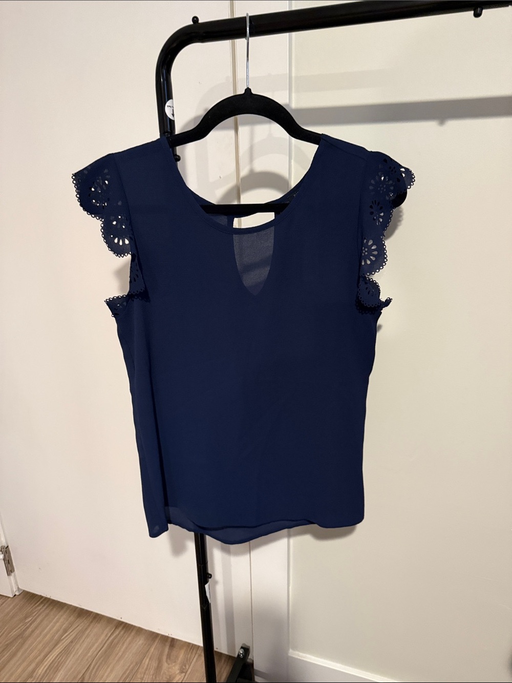Papermoon Navy Eyelet Cap-Sleeve Camisole